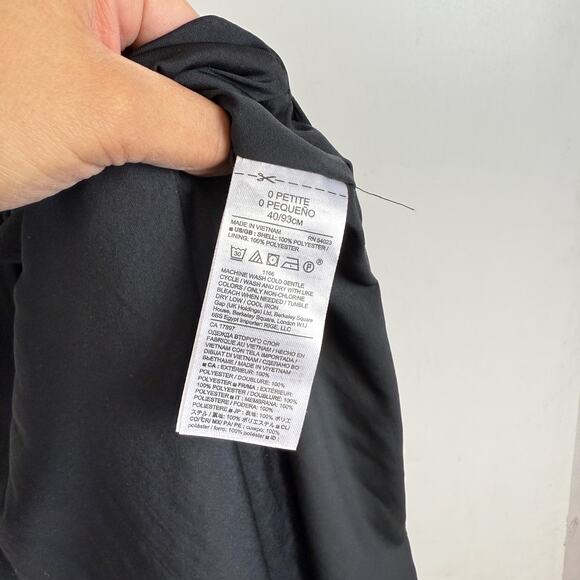 Banana Republic Maxi w Slits Pleated Vneck Dress Black Satin - 0P 0 Petite - Picture 7 of 12